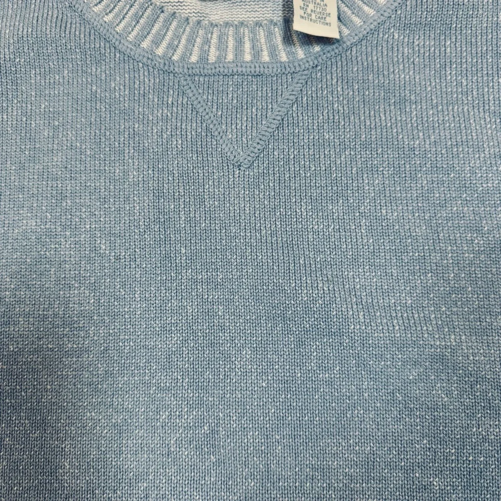 Men's Sky Blue 100% Cotton Crewneck Sweater - Picture 3 of 6